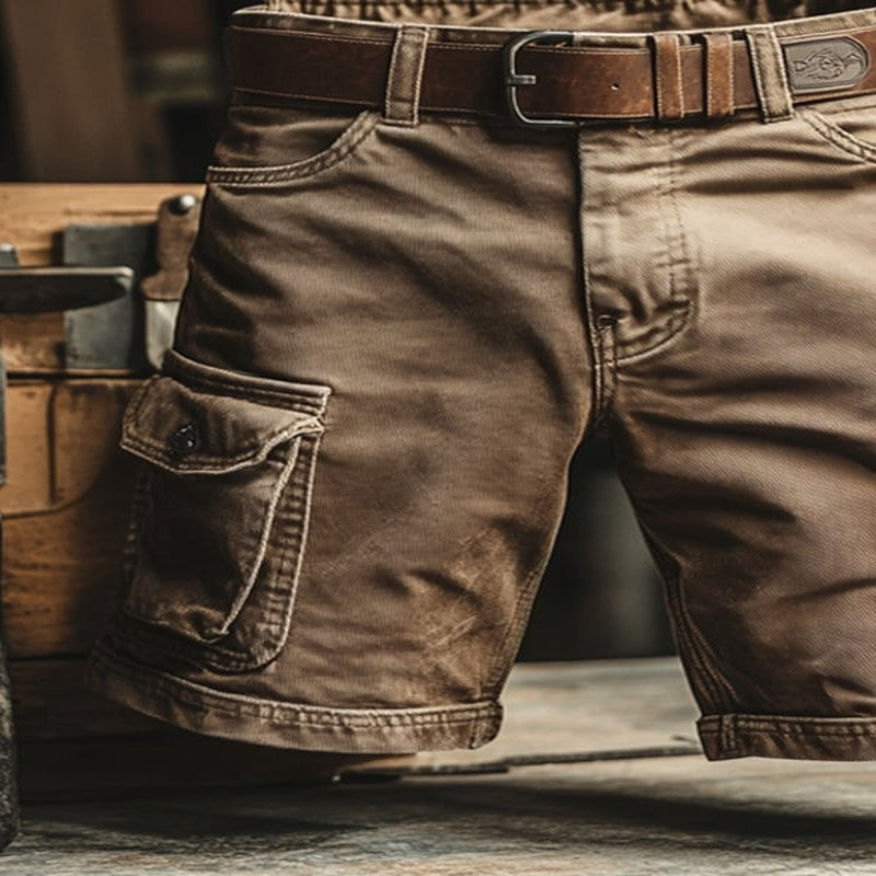 "Novak" Multi-Pocket Cargo Shorts - Retro Style