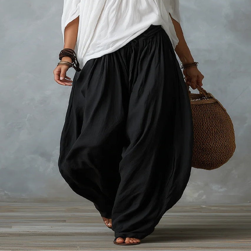 White Set of Off-The-Shoulder Top and Loose Pants
