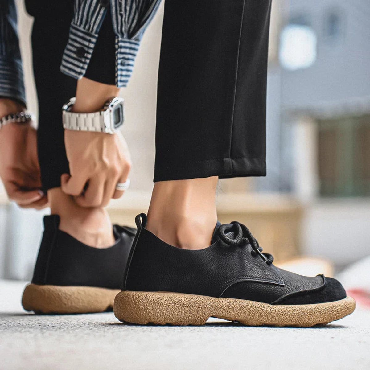 Daniel | Zapatos Casuales de Piel Ortopédicos Acolchados con Cordones para Hombre