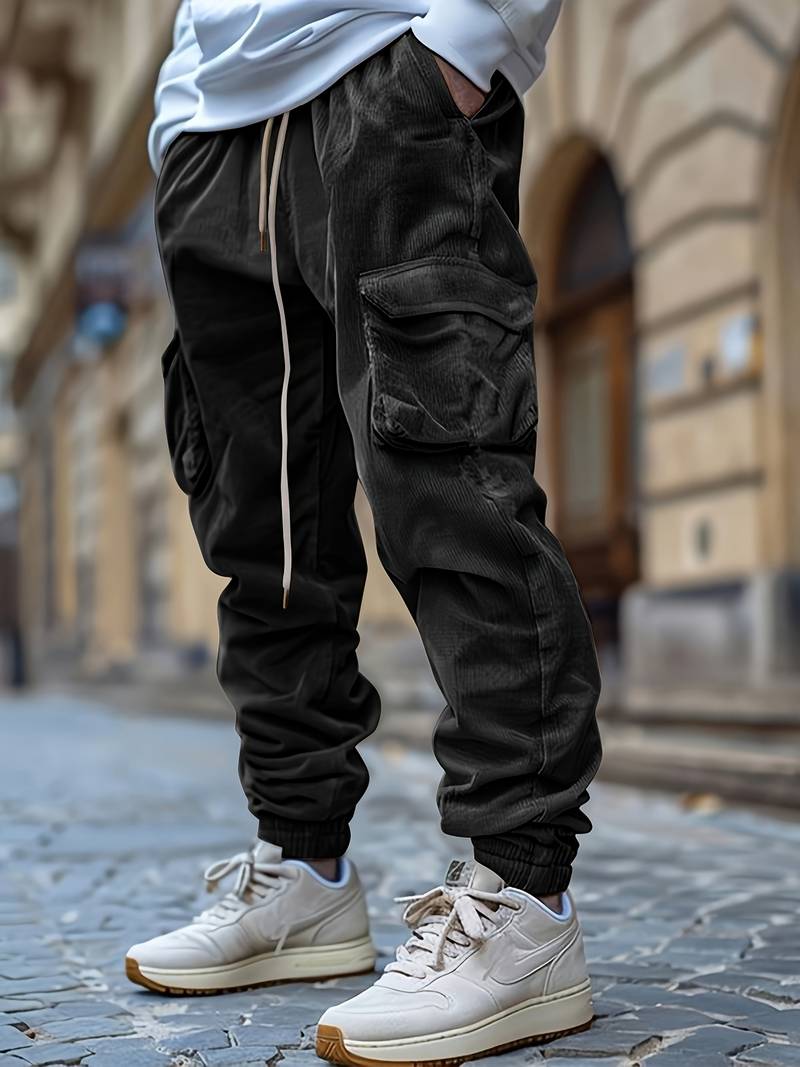 Pantalones Cargo Transpirables Con Cordón en la Cintura