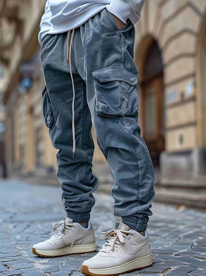 Pantalones Cargo Transpirables Con Cordón en la Cintura