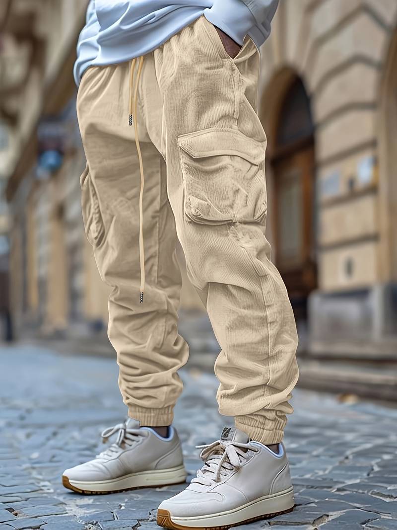 Pantalones Cargo Transpirables Con Cordón en la Cintura