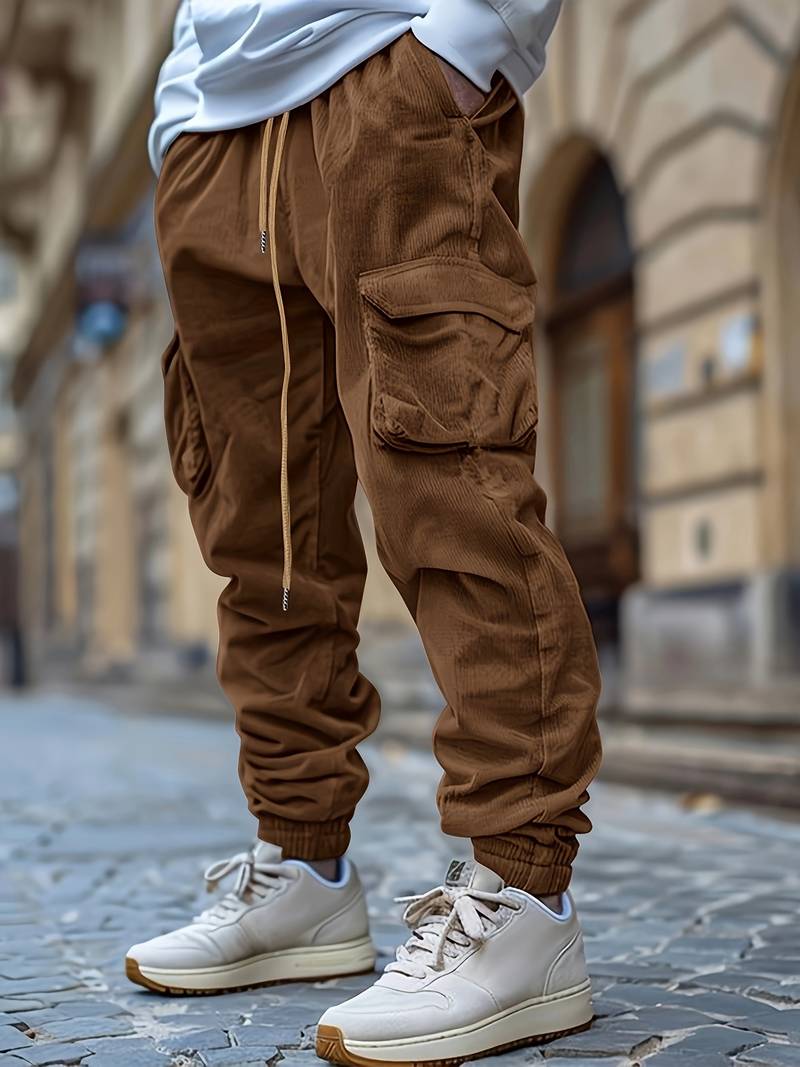 Pantalones Cargo Transpirables Con Cordón en la Cintura