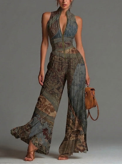 Jumpsuit Bohemio de Chifón con Estampado Étnico