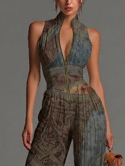 Jumpsuit Bohemio de Chifón con Estampado Étnico