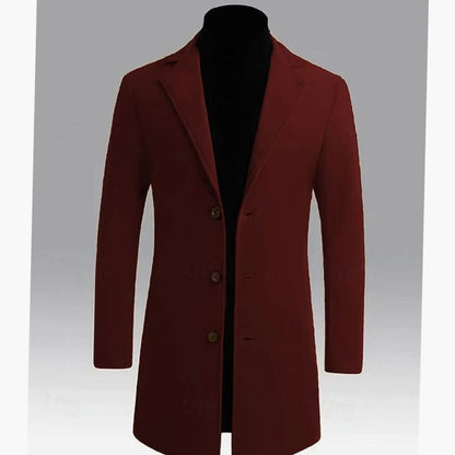 Alexander | Gabardina Larga Clásica de Lana con Botonadura Simple para Hombre
