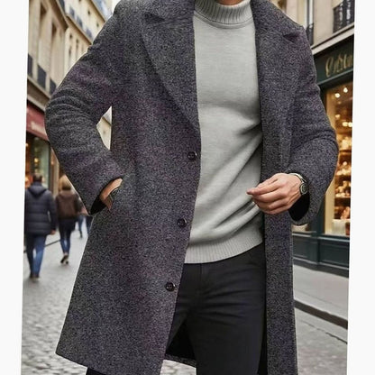 Alexander | Gabardina Larga Clásica de Lana con Botonadura Simple para Hombre