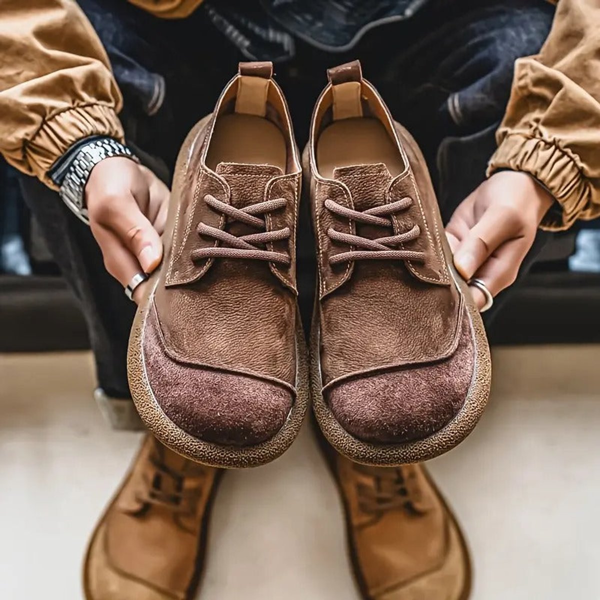 Daniel | Zapatos Casuales de Piel Ortopédicos Acolchados con Cordones para Hombre