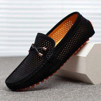 Sebastian | Mocasines de Ante Perforado sin Cordones para Hombre