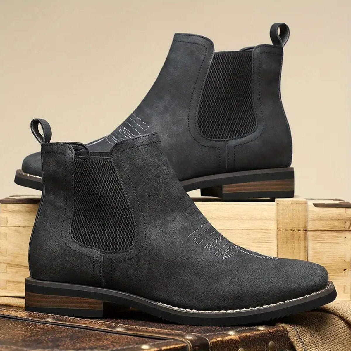 Daniel | Botines Chelsea Estilo Western sin Cordones para Hombre