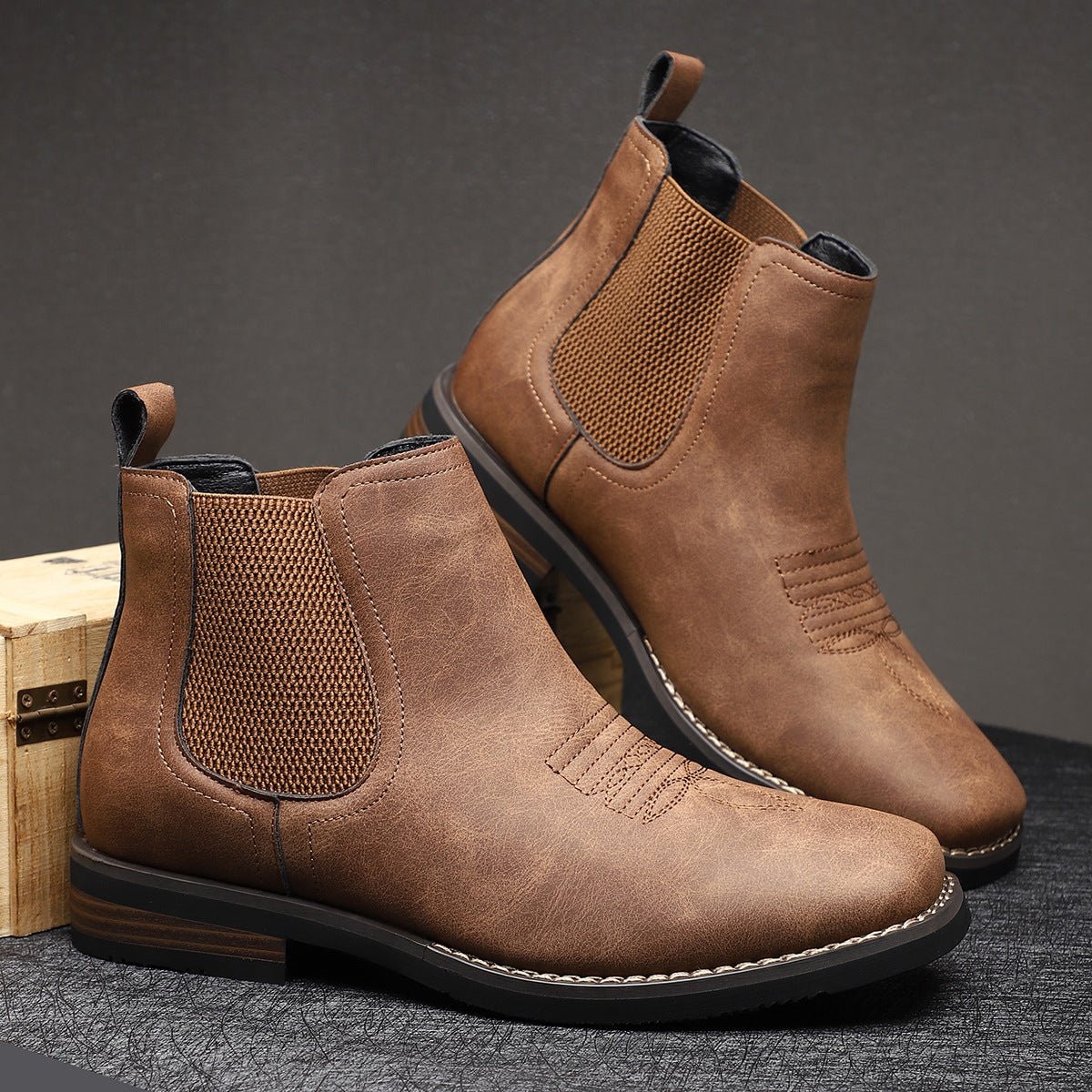 Daniel | Botines Chelsea Estilo Western sin Cordones para Hombre