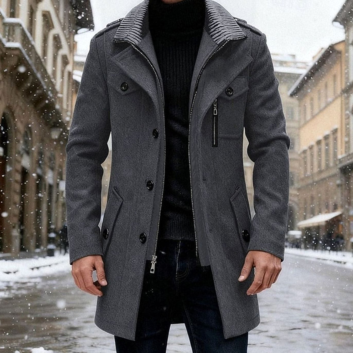 Sebastian | Gabardina de Lana con Doble Botonadura y Corte Sastre para Hombre