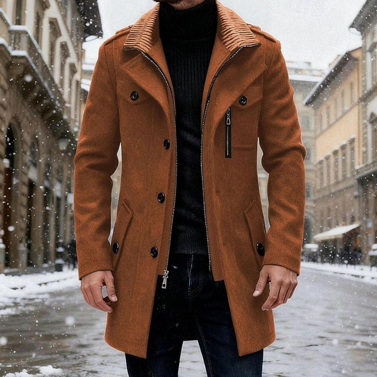 Sebastian | Gabardina de Lana con Doble Botonadura y Corte Sastre para Hombre