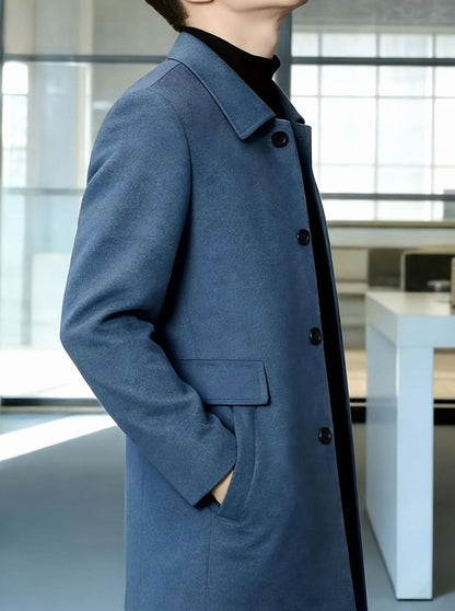 Samuel | Gabardina de Lana con Botonadura Simple y Corte Holgado para Hombre