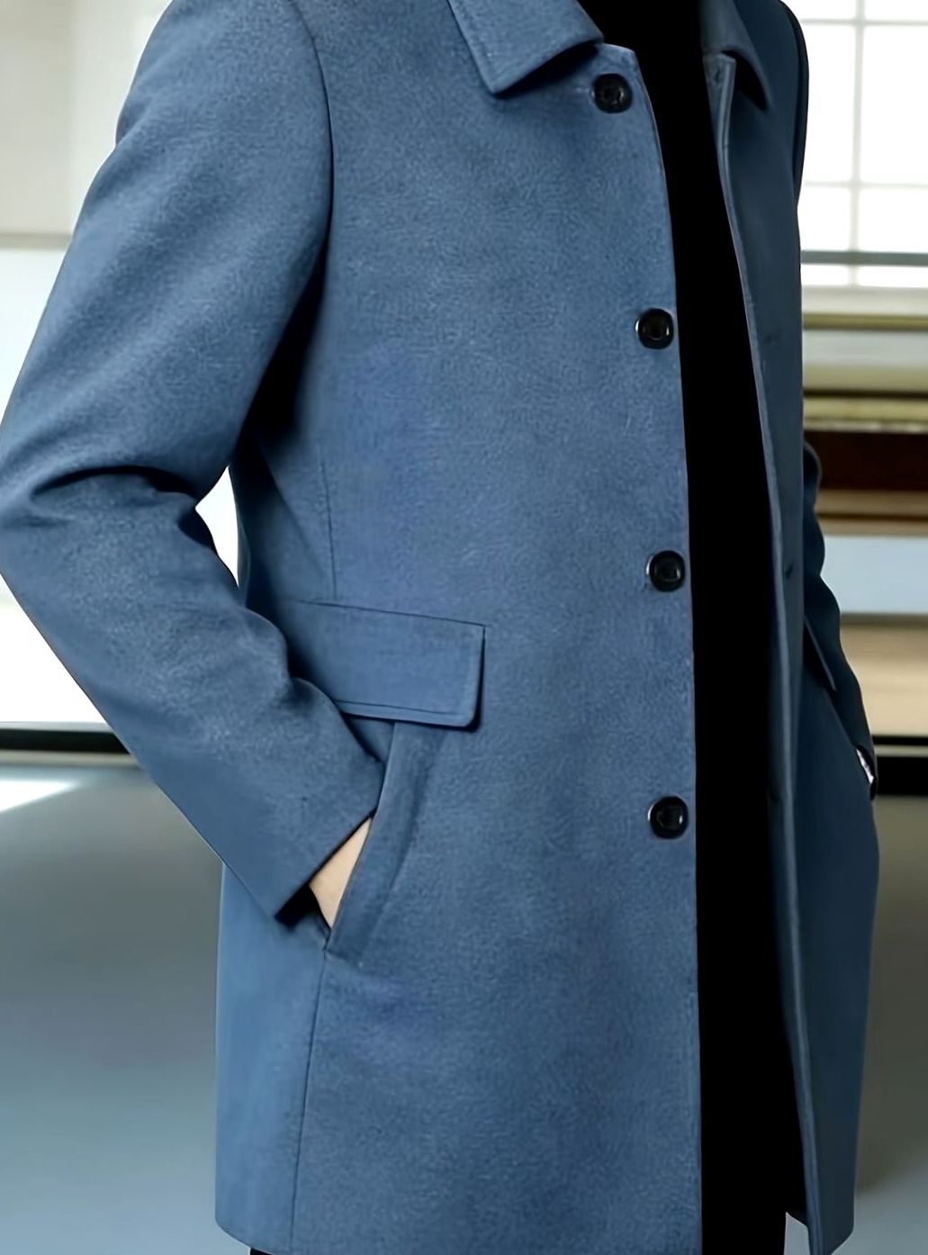 Samuel | Gabardina de Lana con Botonadura Simple y Corte Holgado para Hombre