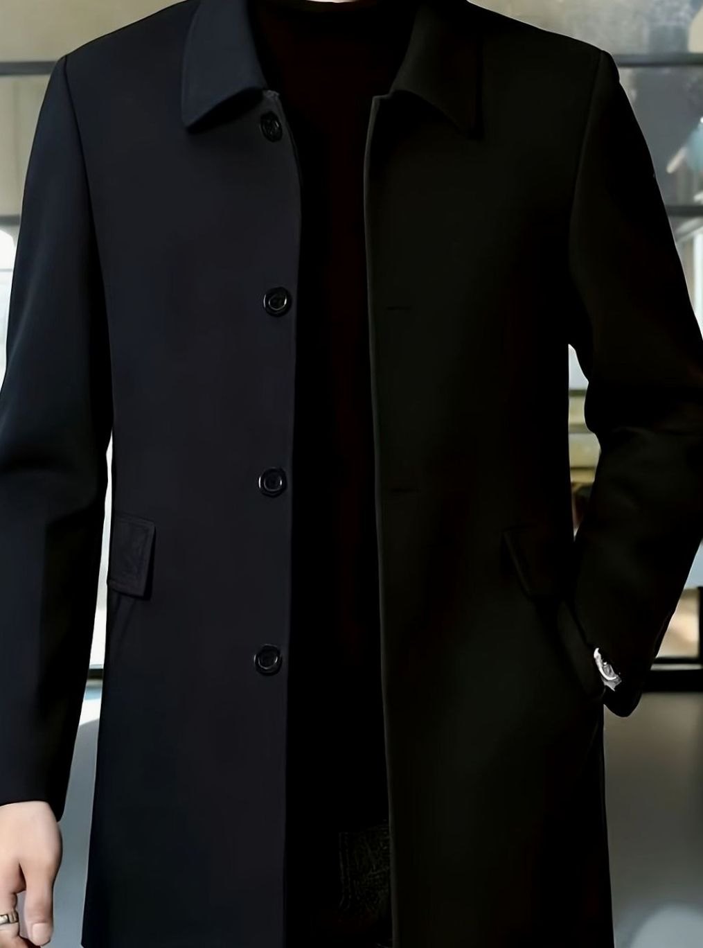 Samuel | Gabardina de Lana con Botonadura Simple y Corte Holgado para Hombre