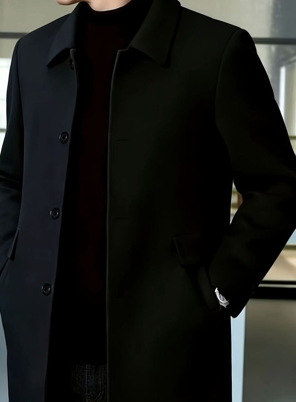 Samuel | Gabardina de Lana con Botonadura Simple y Corte Holgado para Hombre