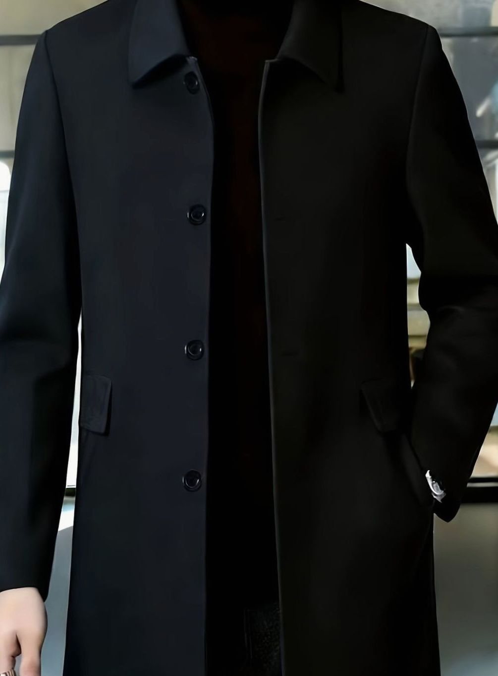 Samuel | Gabardina de Lana con Botonadura Simple y Corte Holgado para Hombre