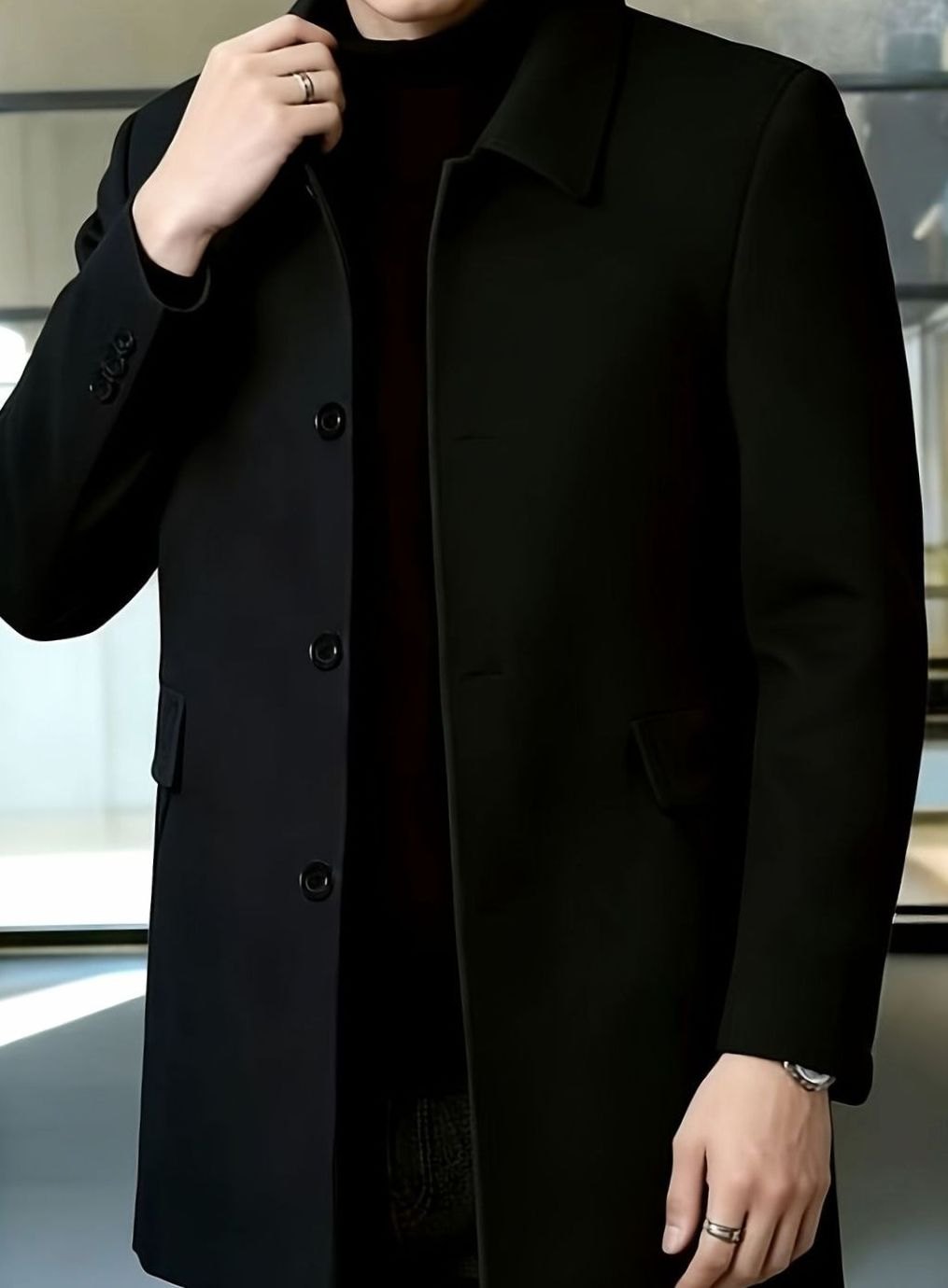 Samuel | Gabardina de Lana con Botonadura Simple y Corte Holgado para Hombre