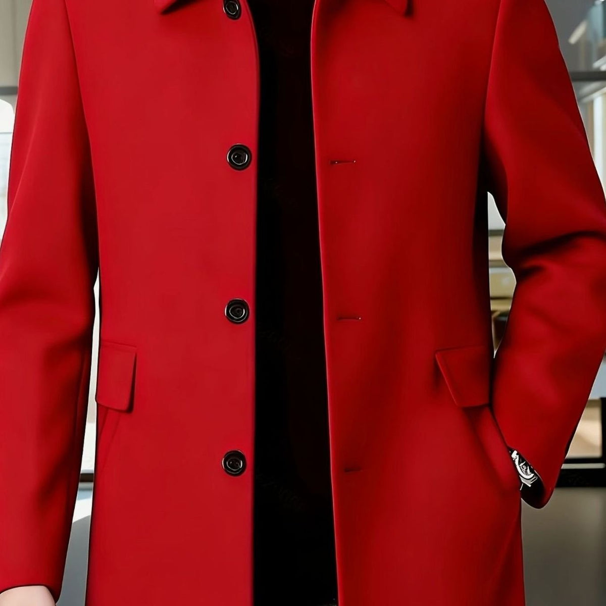 Samuel | Gabardina de Lana con Botonadura Simple y Corte Holgado para Hombre