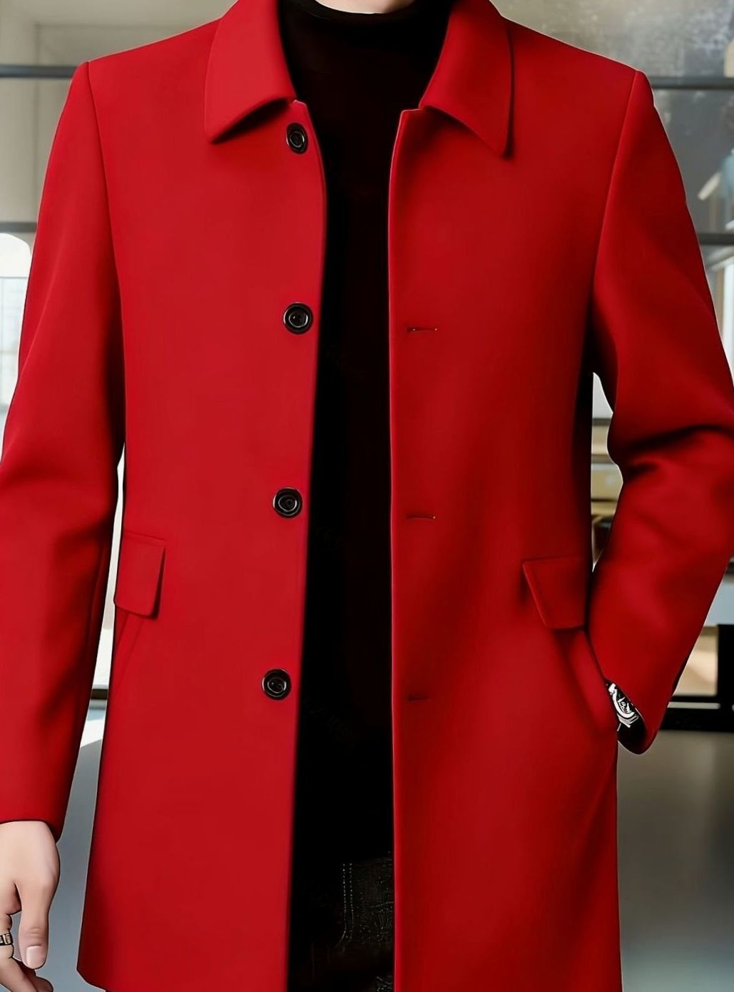 Samuel | Gabardina de Lana con Botonadura Simple y Corte Holgado para Hombre