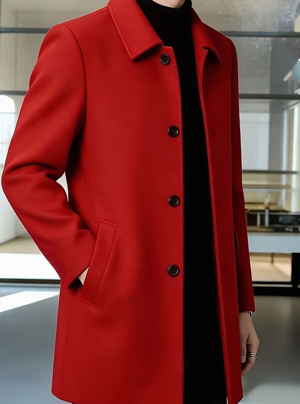 Samuel | Gabardina de Lana con Botonadura Simple y Corte Holgado para Hombre