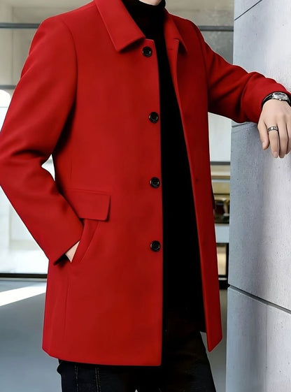 Samuel | Gabardina de Lana con Botonadura Simple y Corte Holgado para Hombre
