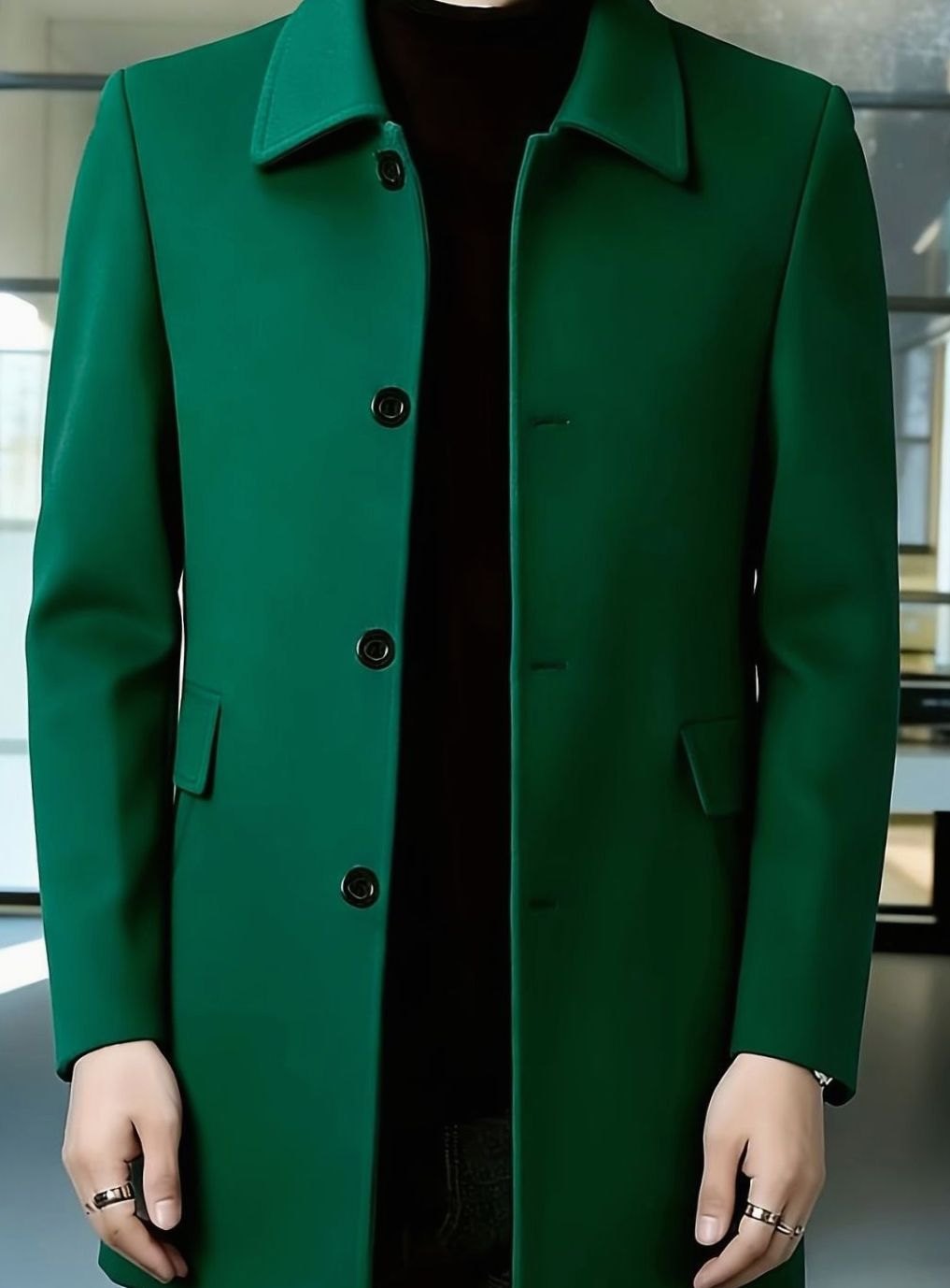 Samuel | Gabardina de Lana con Botonadura Simple y Corte Holgado para Hombre