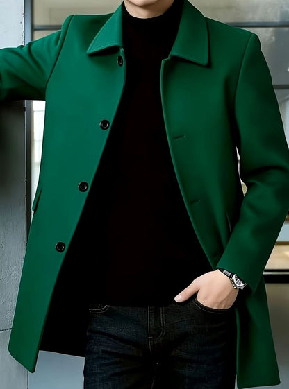 Samuel | Gabardina de Lana con Botonadura Simple y Corte Holgado para Hombre