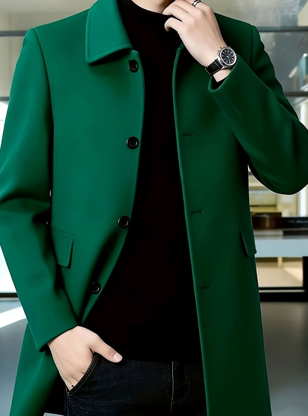 Samuel | Gabardina de Lana con Botonadura Simple y Corte Holgado para Hombre