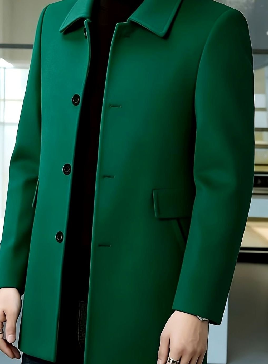 Samuel | Gabardina de Lana con Botonadura Simple y Corte Holgado para Hombre