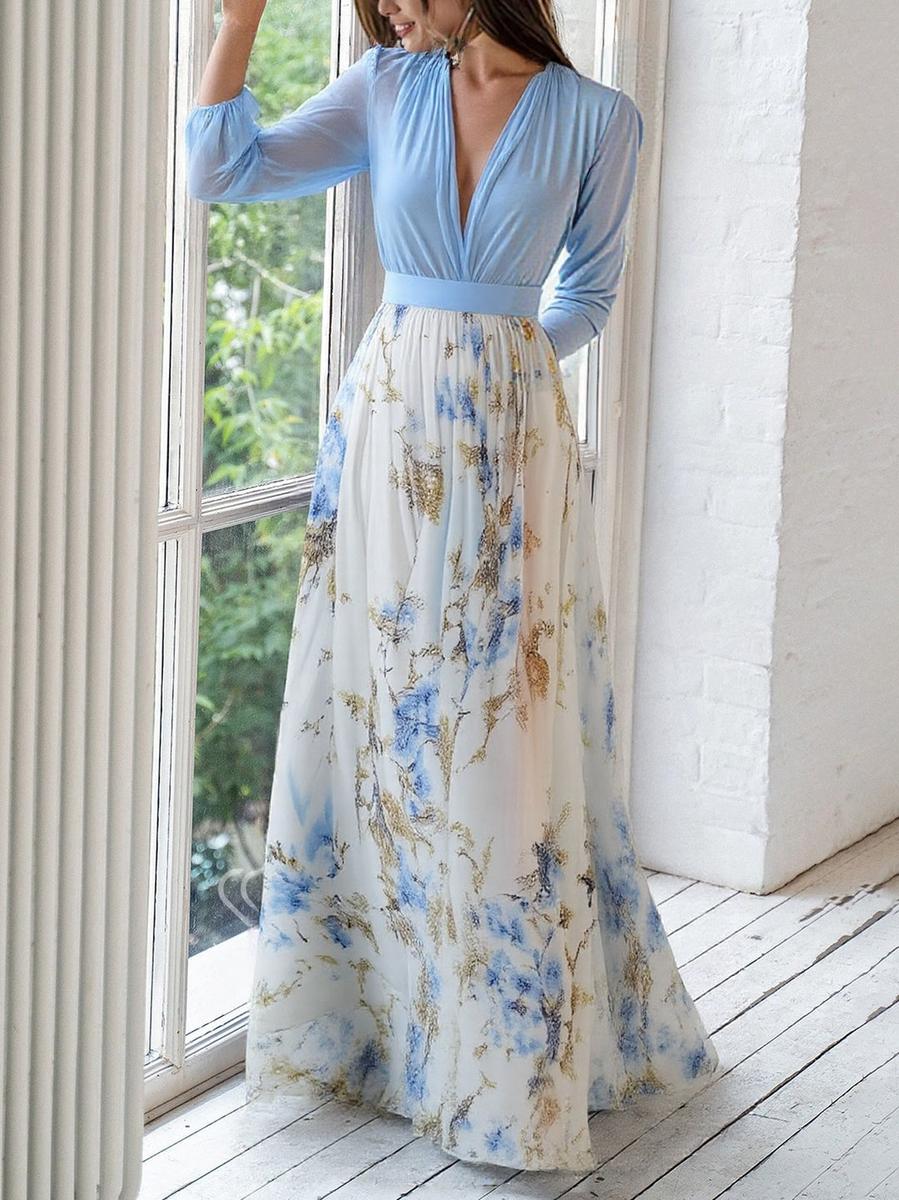 Vestido largo con estampado floral